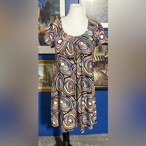 Allison Taylor Vibrant Swirl Short Sleeve Size-Large Dress